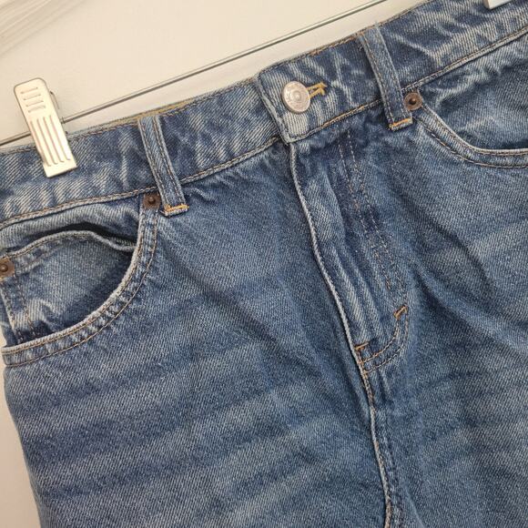 We The Free Bailey Denim Mini Skirt Frayed Raw Curved Hem Women 25 - Picture 4 of 12